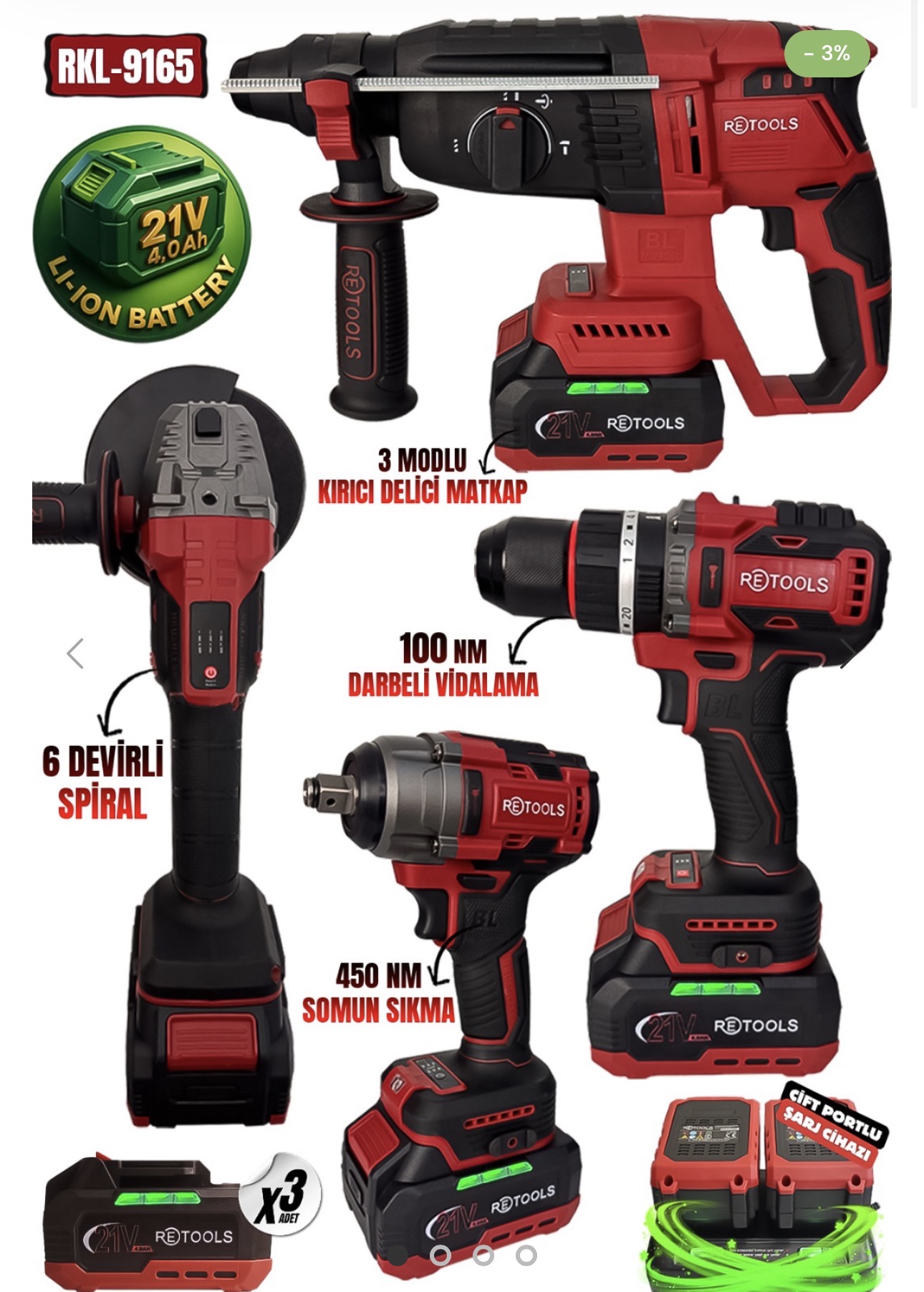 Retools Bordo 4’lü Set, Profesyonel Bordo 4’lü Set
